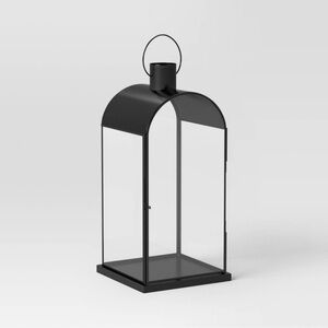 Threshold Metal Lantern Black Modern Stainless Steel  & Tempered Glass